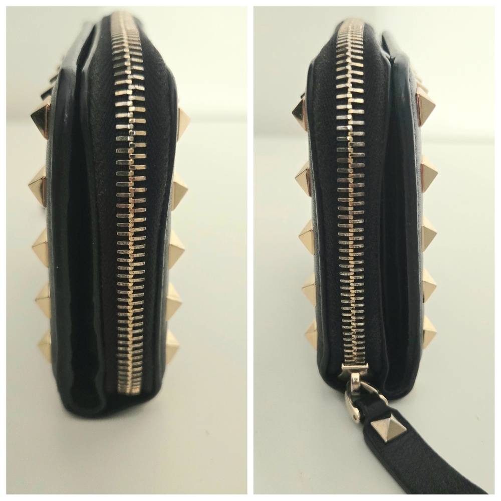 Authentic VALENTINO Garavani Rockstud Bifold Compact Wallet Card Holder Clutch - Picture 9 of 15